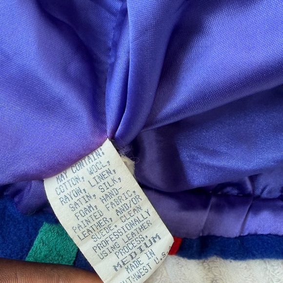 Vintage SFR Southwestern Boho Patchwork Bomber Fleece Jacket | Size L - Picture 5 of 8